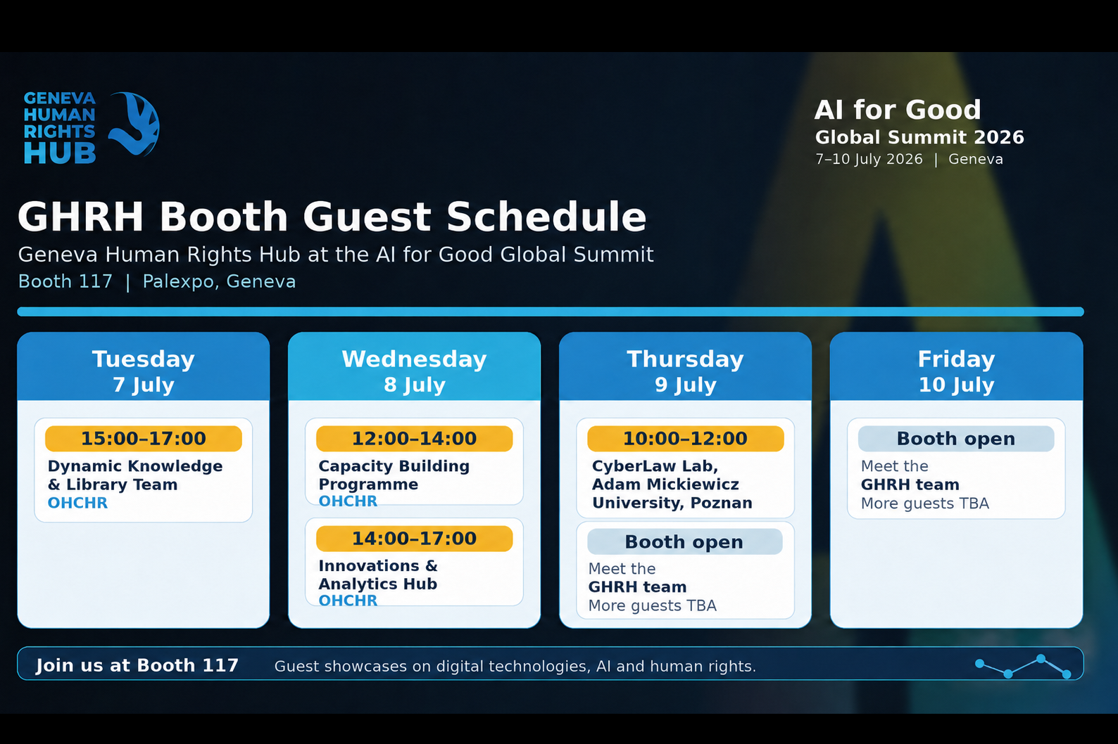 AI4Good GHRH booth guests schedule
