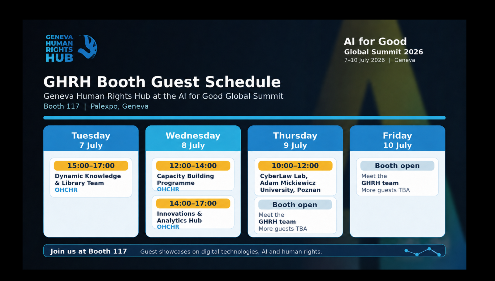 AI4Good GHRH booth guests schedule